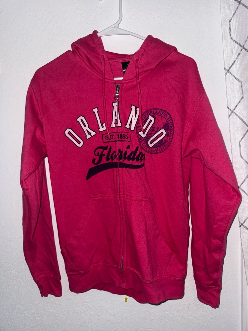 Orlando Florida Zip-Up Hoodie - Hot Pink